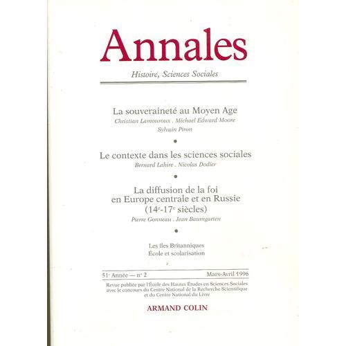 Annales. Histoire, Sciences Sociales. Numéro 2 De 1996. on Productcaster.