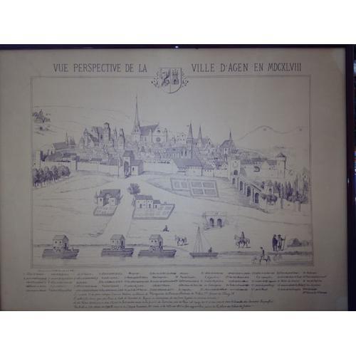 Vue Perspective De La Ville D'agen En En 1668 on Productcaster.