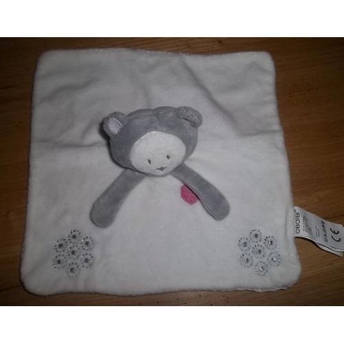 Doudou Ours Blanc Gris Obaibi Hiver Coeur Rose Cristaux on Productcaster.