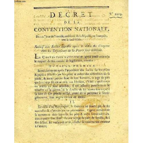 Decret De La Convention Nationale, N° 2219, Relatif Aux Scelles App... on Productcaster.