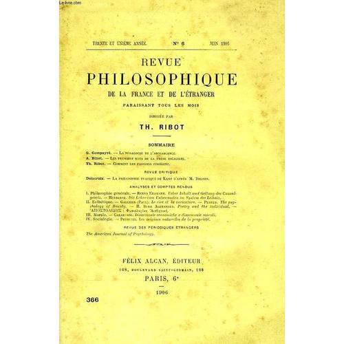 Revue Philosophique De La France Et De L'etranger, 31e Annee, N° 6 ... on Productcaster.