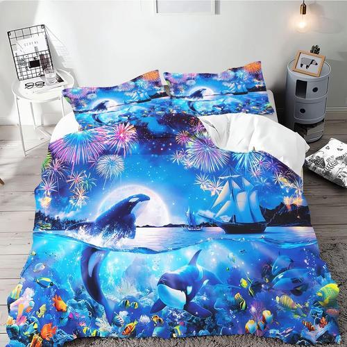 Beach Parure De Lit X Cm - Bleu Tropical - En Microfibre - Impressi... on Productcaster.