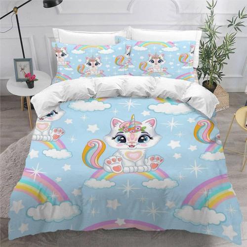 Chat Housse De Couette X Imprim¿¿ D Animaux Arc-En-Ciel Parure De L... on Productcaster.