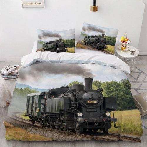 Housse De Couette X Train R¿¿Tro D Motif Pi¿¿Ces Parure De Lit Pers... on Productcaster.