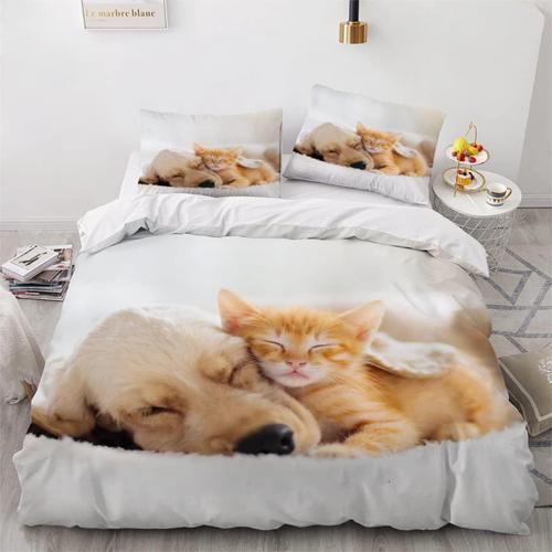 Housse De Couette X Chat Chien D Motif Pi¿¿Ces Parure De Lit Person... on Productcaster.