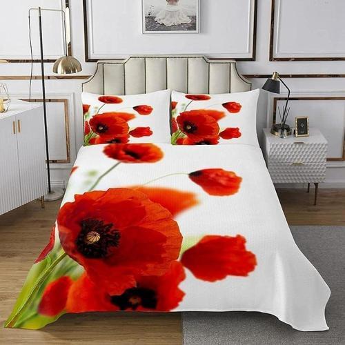 Parure De Lit X Cm Adulte Fleur De Coquelicot Rouge Housse De Couet... on Productcaster.