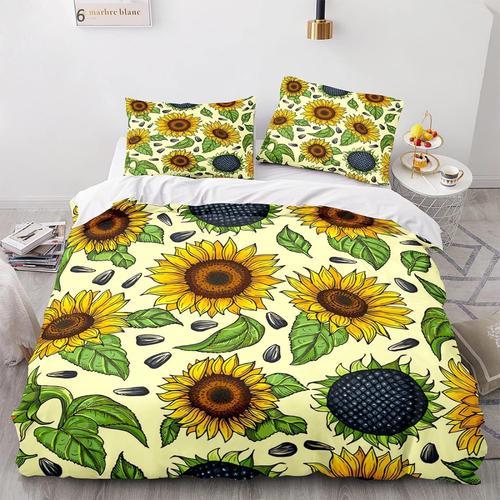 Parure De Lit X Cm Adulte Tournesol Jaune Housse De Couette Personn... on Productcaster.