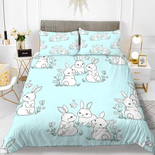 Housse De Couette X Cm Adulte Lapin Bleu Parure De Lit Personnes Av... on Productcaster.