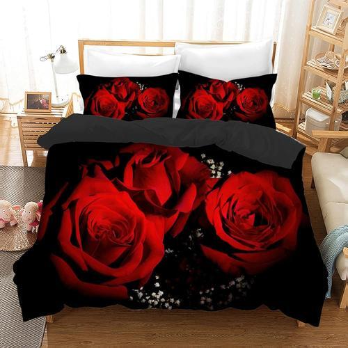 Parure De Lit D Rouge Rose En Microfibre Avec Housse De Couette Et ... on Productcaster.