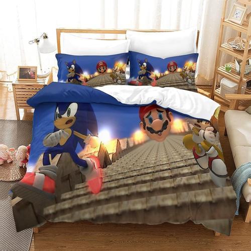 D Sonic Contre Mario Imprim¿¿ Parure De Lit X Cm Housse De Couette ... on Productcaster.