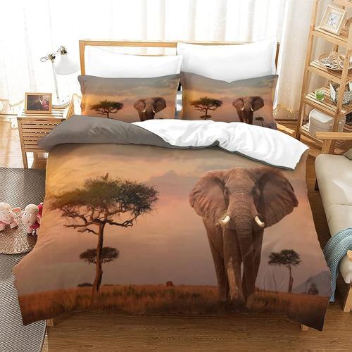 Housse De Couette Motif Imprim¿¿ Elephant D ,En Parure De Lit Avec ... on Productcaster.