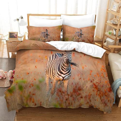 Parure De Lit D Avec Housse De Couette Et Taies D'oreiller Zebra Mo... on Productcaster.