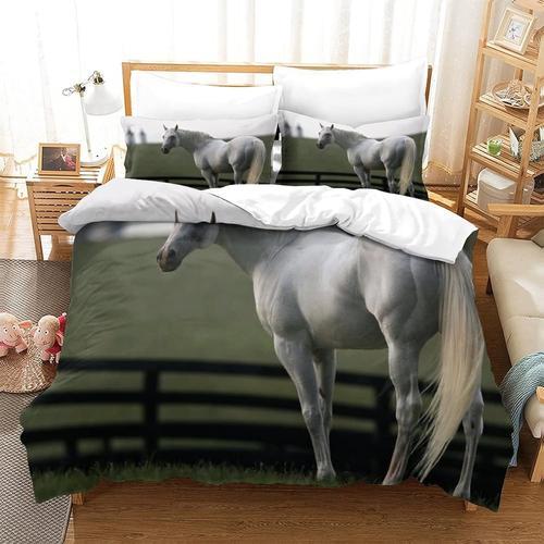 Parure De Lit D Avec Housse De Couette Et Taies D'oreiller Horse Mo... on Productcaster.