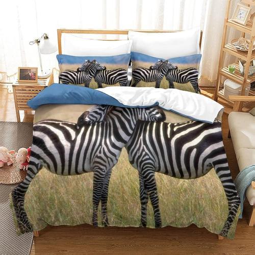 Parure De Lit D Avec Housse De Couette Et Taies D'oreiller Zebra Mo... on Productcaster.