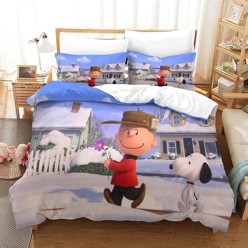 D Snoopy Imprim¿¿ Parure De Lit Avec Housse De Couette Et Taies D'o... on Productcaster.