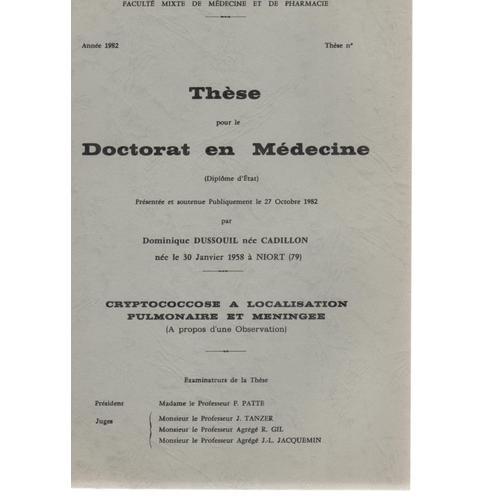 Cryptococcose À Localisation Pulmonaire Et Meningée. (A Propos D'un... on Productcaster.