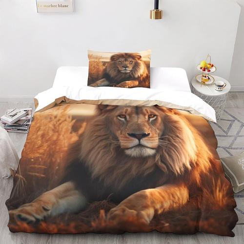 Parure De Lit Lion Avec Housse De Couette Imprim¿¿E D, Housse De Co... on Productcaster.