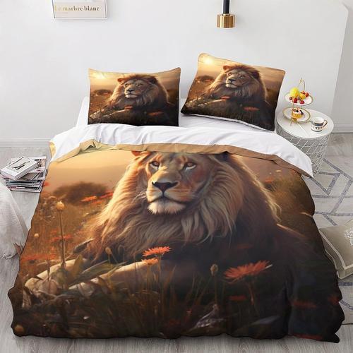 Parure De Lit Lion Imprim¿¿E D Avec Housse De Couette En Microfibre... on Productcaster.