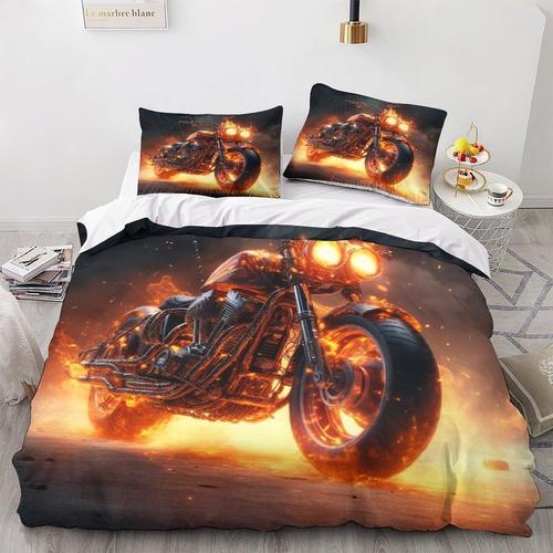 Parure De Lit Flame Motorcycle D Imprim¿¿E Avec Housse De Couette E... on Productcaster.