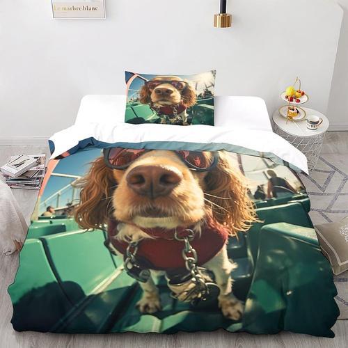 Dog D Parure De Lit Avec Housse De Couette Et Taies D'oreiller En M... on Productcaster.