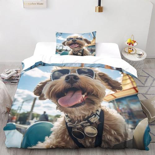 Parure De Lit Avec Lunettes De Soleil Et Motif Chien Imprim¿¿ - Hou... on Productcaster.