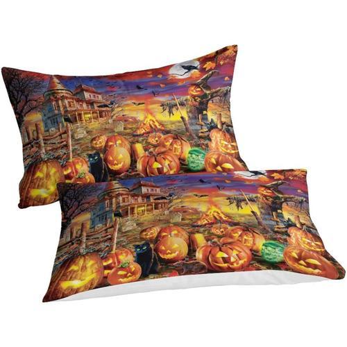 Halloween Pumpkin Microfibre Douce Facile D'entretien Housse De Cou... on Productcaster.