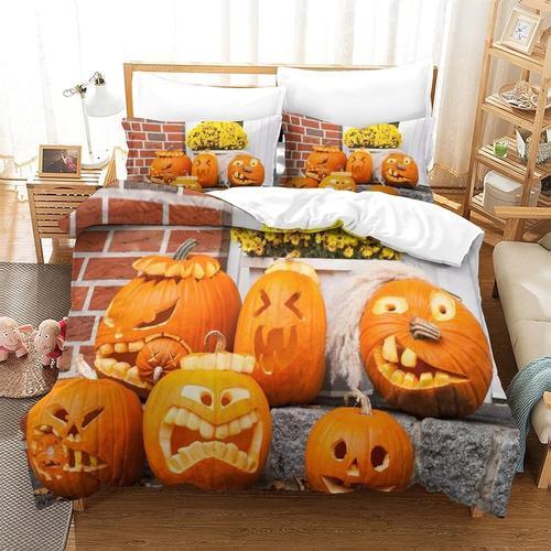 Halloween Pumpkin Microfibre Douce Facile D'entretien Housse De Cou... on Productcaster.