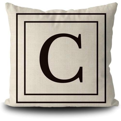 Housse De Coussin En Toile De Jute Avec Lettre Noire Monogramme C E... on Productcaster.