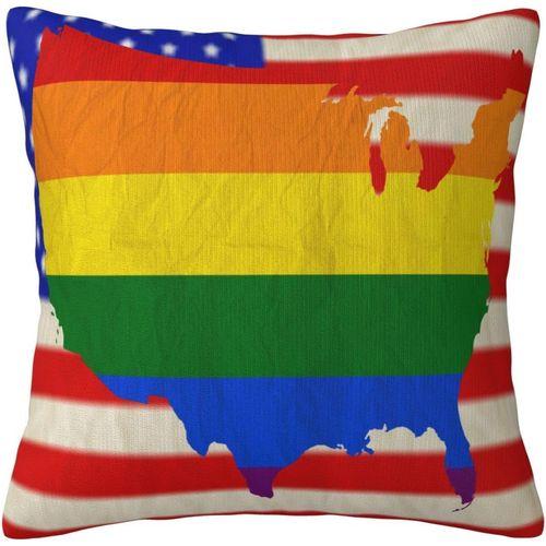 Housse De Coussin Décorative Avec Carte Arc-En-Ciel, Drapeau Améric... on Productcaster.