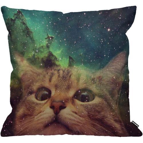 Housse De Coussin Chat Blanc Drôle Hipster Chat La Galaxie Housse D... on Productcaster.