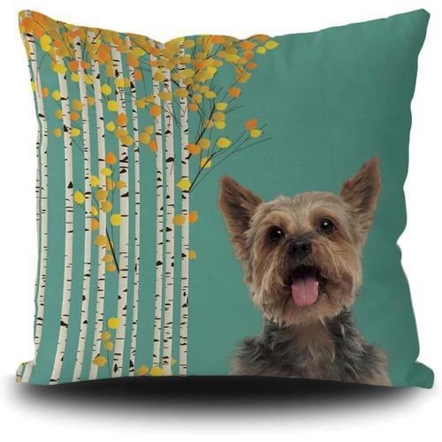 Taie D'oreiller Amusante Yorkshire Terrier Yorkie Avec Bouleau Blan... on Productcaster.