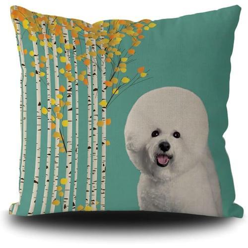 Taie D'oreiller Décorative En Forme De Chien Bichon Frise Avec Feui... on Productcaster.