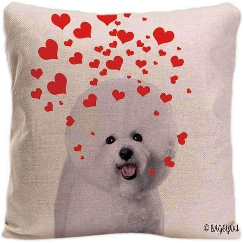 Housse De Coussin Dog's Love To You, Bichon Frise, Chien Soufflant ... on Productcaster.