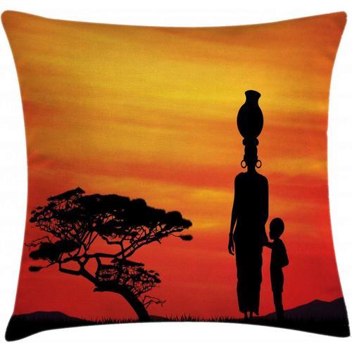 Housse De Coussin Femme Africaine, Mère Et Enfant, Résistante À L'e... on Productcaster.