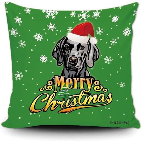 Taie D'oreiller Joyeux Noël Chien Weimaraner Avec Chapeau De Père N... on Productcaster.