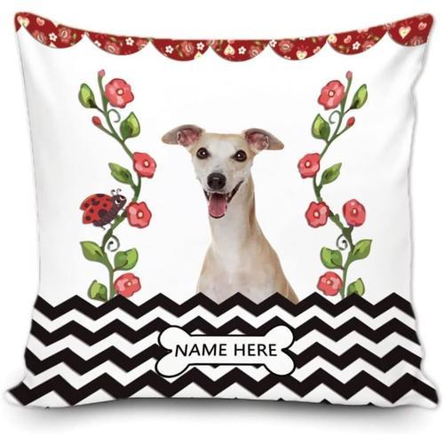 Housse De Coussin Personnalisée Avec Motif Chien Whippet, Fleurs De... on Productcaster.