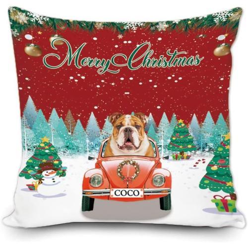 Housse De Coussin Personnalisée Joyeux Noël, Joli Chien Bouledogue ... on Productcaster.