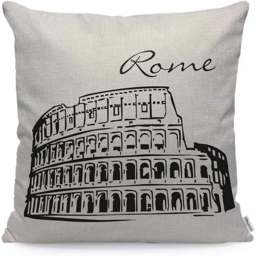 Housse De Coussin Noir Et Blanc Rome Landmark ? Taie D'oreiller En ... on Productcaster.