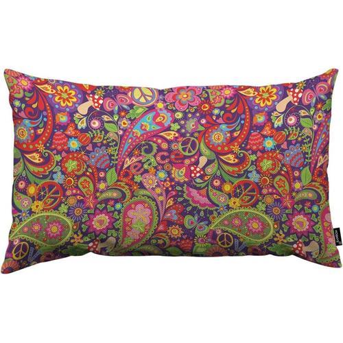 Housse De Coussin Hippie À Motif Vif, Fleurs Colorées, Symbole De P... on Productcaster.