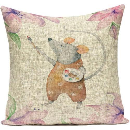 Housse De Coussin Décorative Avec Souris De Dessin Animé, Taies D'o... on Productcaster.