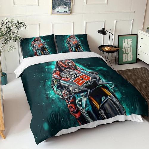 Motogp Literie D Motocross Motocycle Impression Housse De Couette E... on Productcaster.