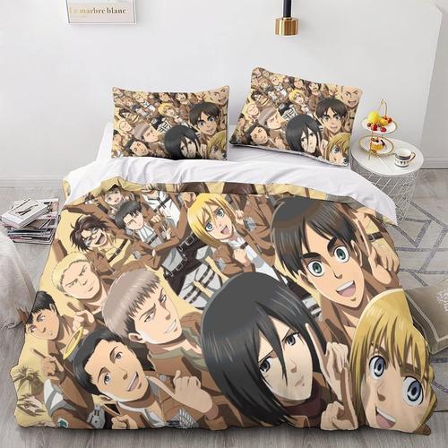 Attack On Titan Parure De Lit Pour Gar?On - Motif Anime - Housse De... on Productcaster.