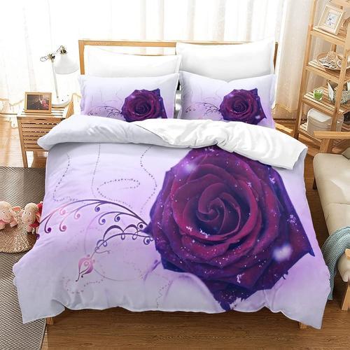 Parure De Lit En Microfibre Avec Housse De Couette Violet Rose, Hou... on Productcaster.