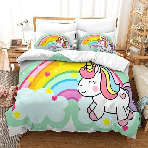 Ensemble De Housse De Couette Licorne Imprim¿¿ D Ensemble De Literi... on Productcaster.