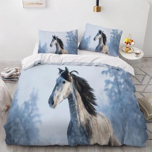 Housse De Couette Xcm Enfant D Cheval Parure De Lit Animal Blanc Ch... on Productcaster.