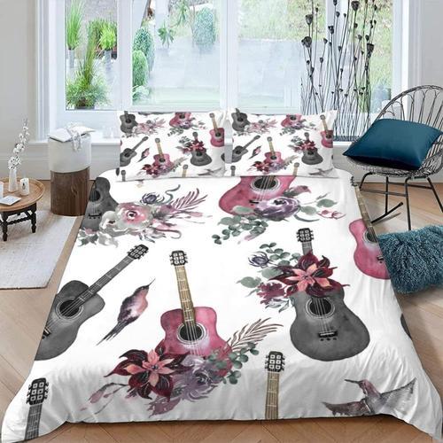 Parure De Lit Guitare Personnes Xcm Adultes Housse De Couette Fleur... on Productcaster.