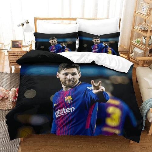 Housse De Couette D Messi Avec Taies D'oreiller, Parure De Lit Cham... on Productcaster.