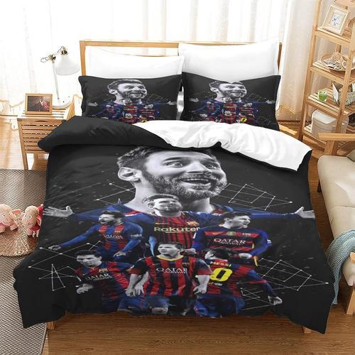 Housse De Couette D Messi Avec Taies D'oreiller, Parure De Lit Cham... on Productcaster.