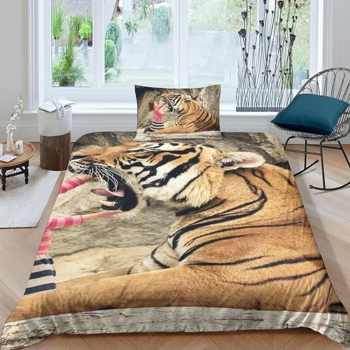 Tiger Housse De Couette Pi¿¿Ces En Microfibre, Imprim¿¿ Ensemble De... on Productcaster.