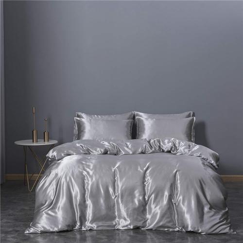 Parure De Lit En Satin, Housse De Couette En Soie, Avec Housse De C... on Productcaster.